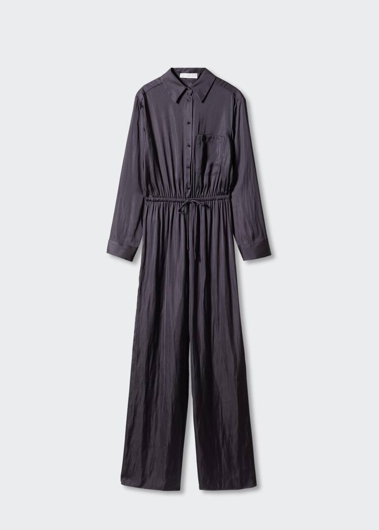 Long satin shirt jumpsuit -  Women | Mango United Kingdom | MANGO (UK)