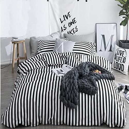 CLOTHKNOW Striped Comforter Sets Twin Black and White Bedding Sets Twin for Boys Girls Ticking St... | Amazon (US)