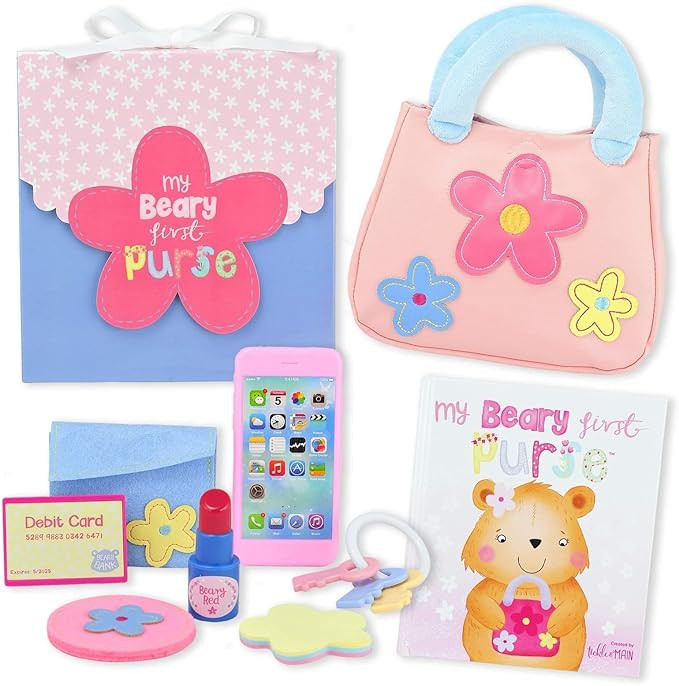 Tickle & Main My Beary First Purse Playset Baby Girl Purse - 9-Piece Faux Leather Pink Ages 1+ - ... | Amazon (US)