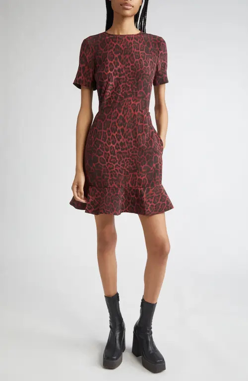 Stella McCartney Iconic Leopard Print Silk Minidress in 6062 - Berry at Nordstrom, Size 12 Us | Nordstrom