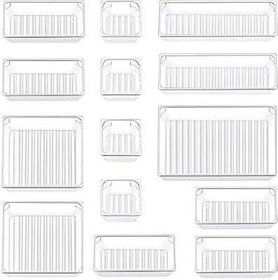 Yibaodan Desk Drawer Organizer Trays, 21 Pack Drawer Dividers 5-Size Clear Storage Boxes Divider ... | Amazon (UK)