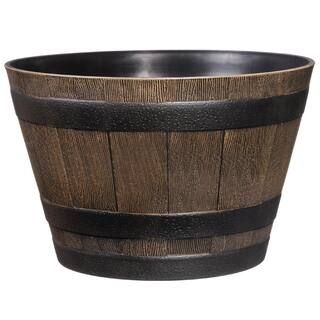 20.5 in. Dia x 12.25 in. H Kentucky Walnut Resin Whiskey Barrel HD1-1027 - The Home Depot | The Home Depot