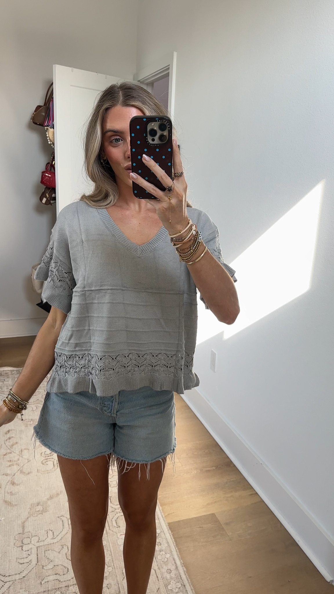 Amazon size small Women's V Neck Short Sleeve Sweater Ruffled Hem Knit Crochet Pullover Casual Summer Top Blouse

#LTKootd #LTKWorkwear #LTKSaleAlert