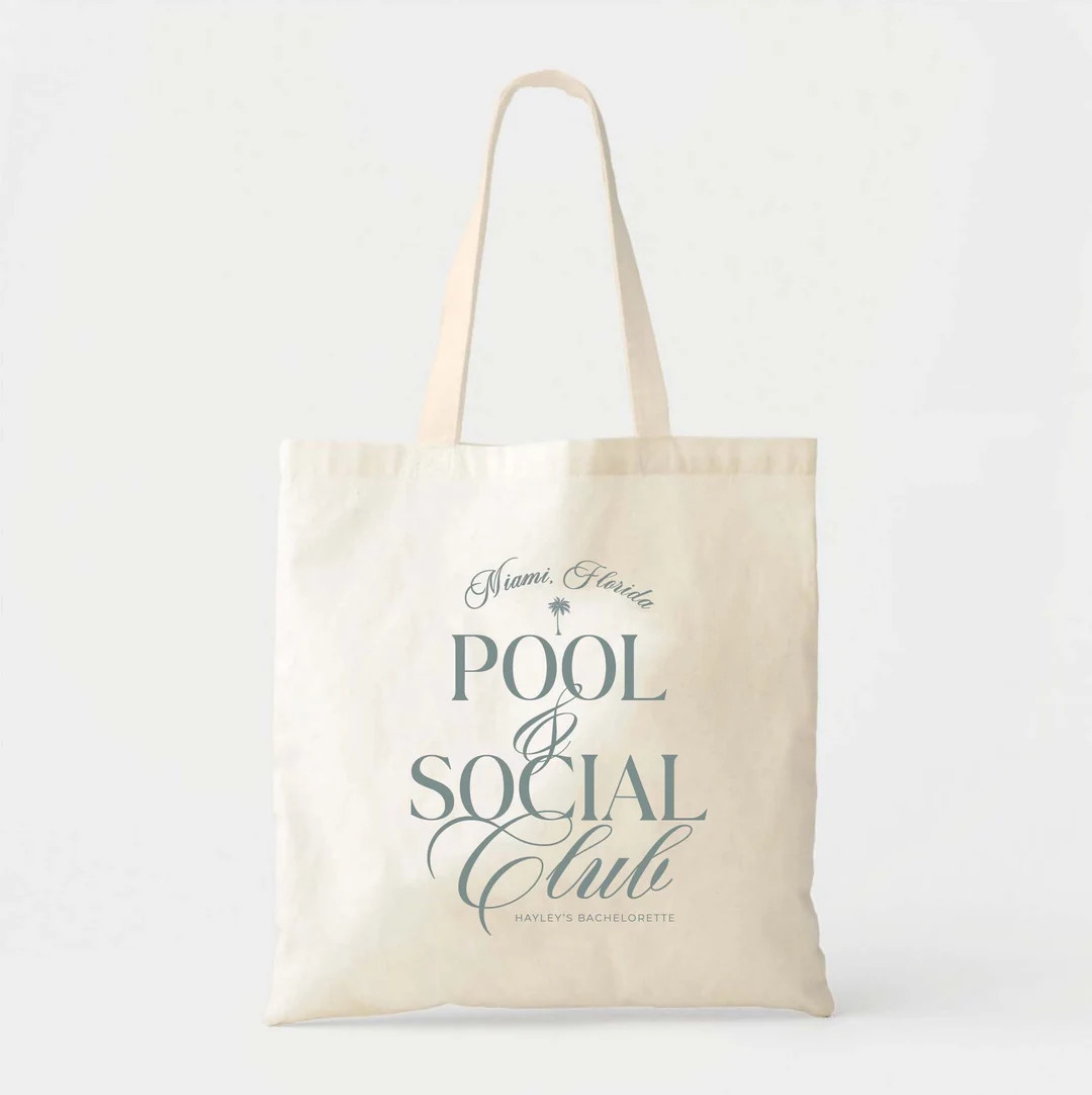 Pool and Social Club Palm Tree  Bachelorette Totes  Pool - Etsy | Etsy (US)