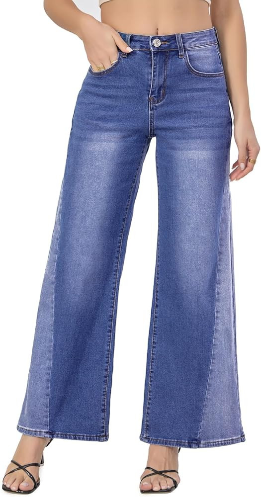 VIPONES Women's Wide Leg Jeans High Waisted Strechy Straight Baggy Jeans for Women Trendy Outfits... | Amazon (US)
