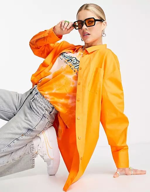 COLLUSION oversized shirt in bright orange | ASOS (Global)