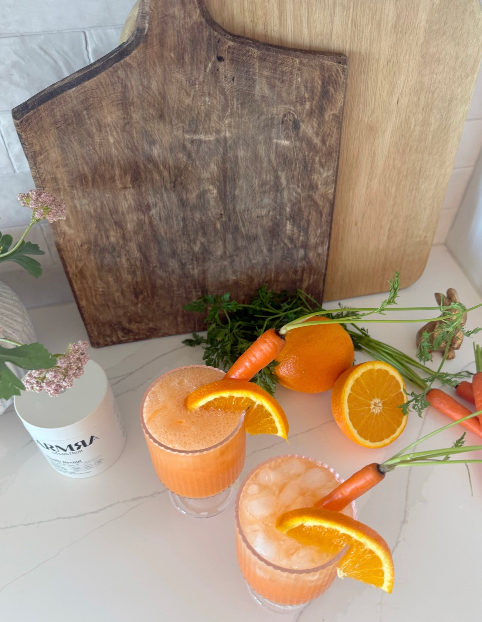 Let’s make an Easter Spritz! 🥕🐇🍊

🥕Recipe:
2 oz carrot juice 
1/2 cup orange juice
2-3 scoops of @tryarmra 
Fill with ice 
Top with soda water (I used lemon lime) 
Garnish with a cute carrot & orange slice! 


#easter #easterbrunch #easteridea #mocktails #giftedbyarmra 

#LTKHome #LTKfoodie