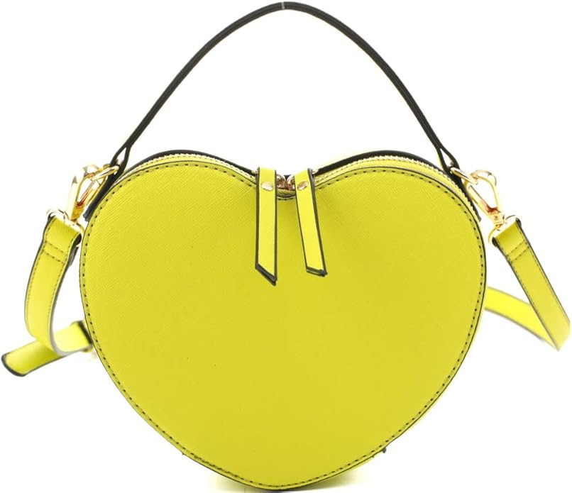 Cute Heart Shape Girls Womens Vegan Leather Small Handle Satchel Crossbody Purse… | Amazon (US)