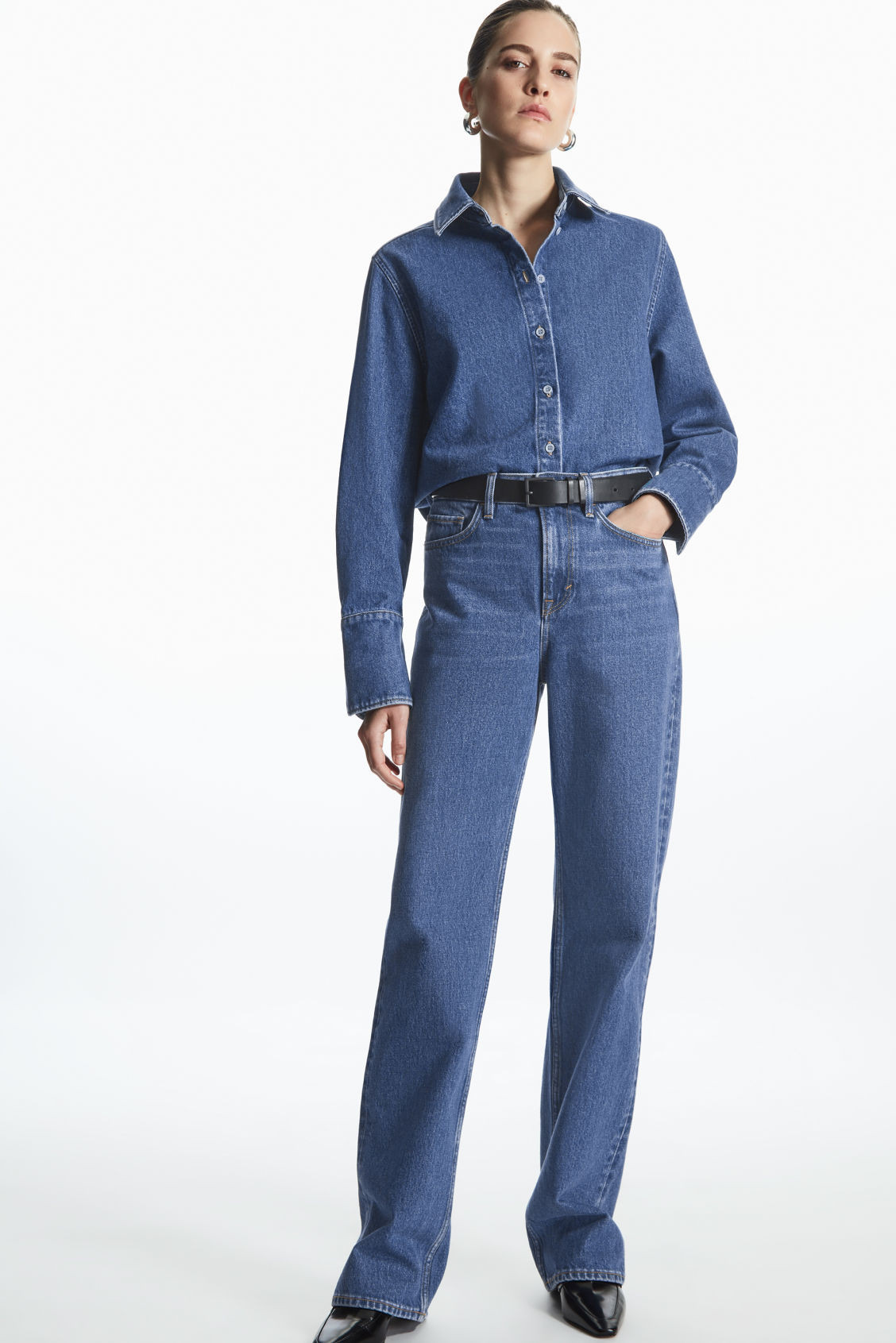 STRAIGHT-LEG LOOSE-FIT EXTRA-LONG JEANS - BLUE - COS | COS UK