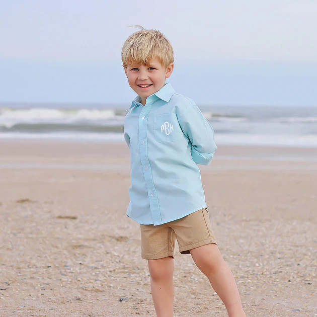 Beach Baby Mint Button Down Shirt | Classic Whimsy