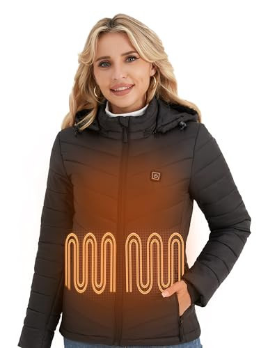 Vestego Heated Jackets for Women, Lightweight Electric Heated Jacket with 12V 20000mAh Battery Pack, 6 Heating Zones, Black XL | Amazon (US)
