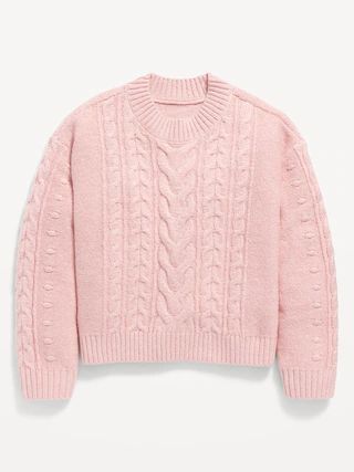 Cozy Cable-Knit Mock-Neck Sweater for Girls | Old Navy (US)