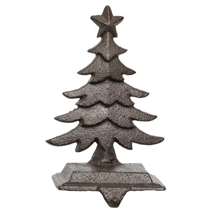 Transpac Metal 6.69 in. Grey Christmas Rustic Tree Stocking Holder | Target
