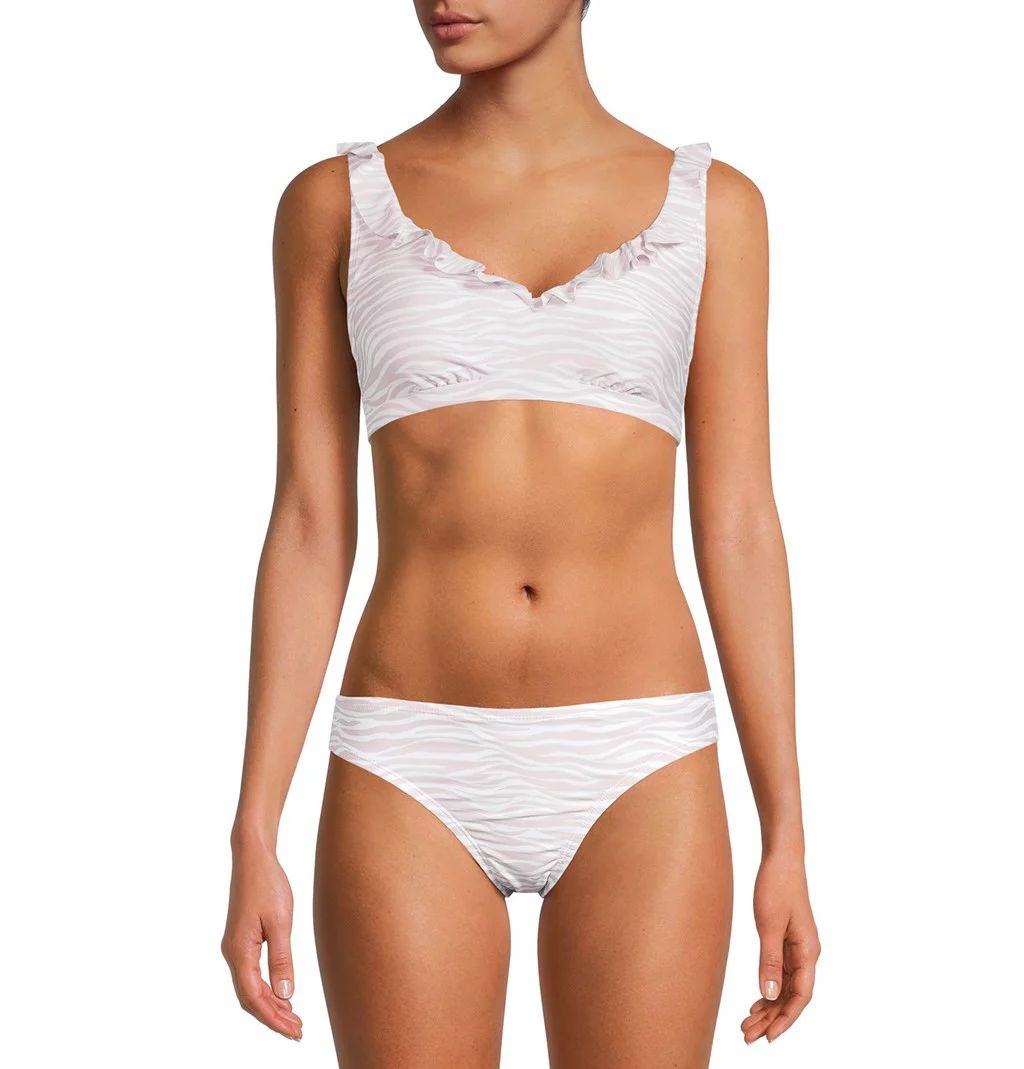 Social Angel Women's Zebra Ruffle Bikini Swimsuit Top - Walmart.com | Walmart (US)