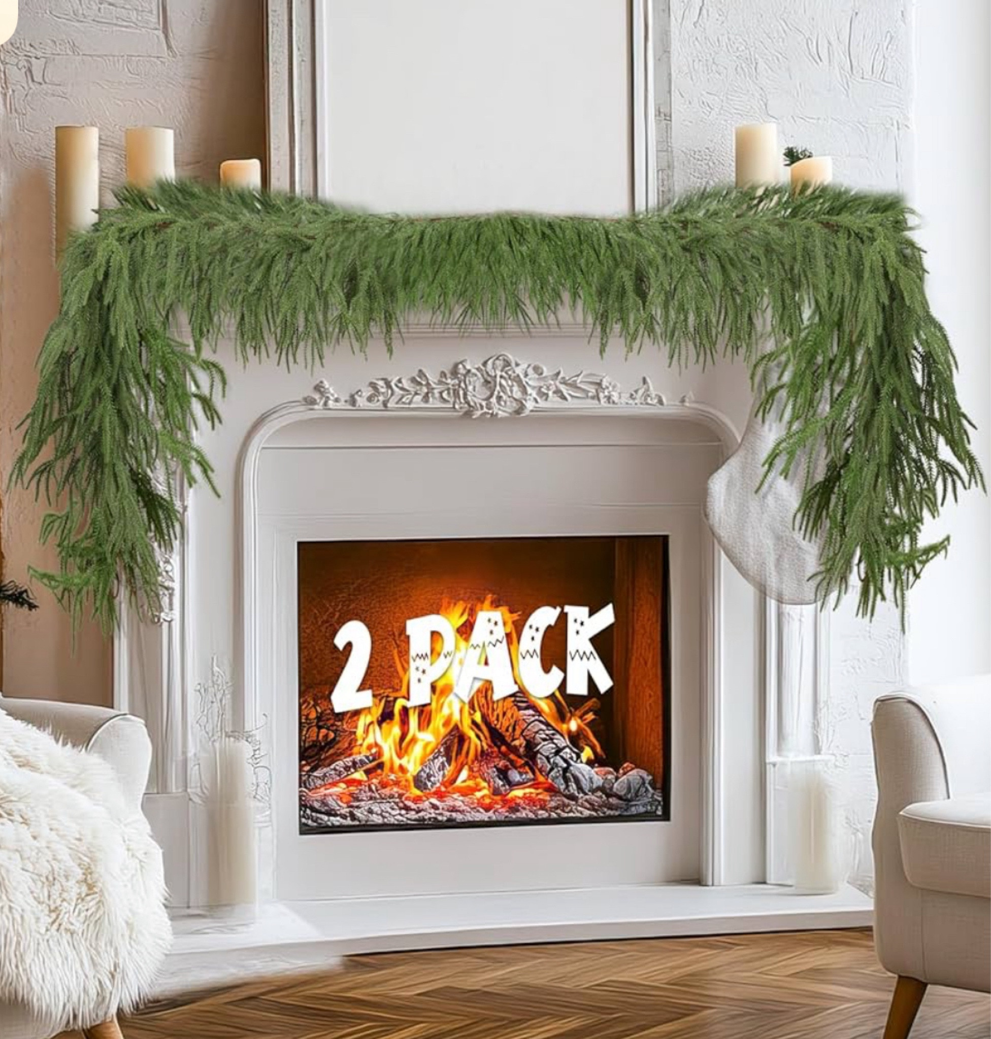 2 Pcs Christmas Norfolk Pine Garlands, 6 Ft Artificial Pine Garland Ornament, Realistic Green Artificial Greenery Garland for Table, Mantle, Wall, Indoor, Outdoor Christmas Decorations

#LTKSeasonal #LTKHoliday #LTKHome