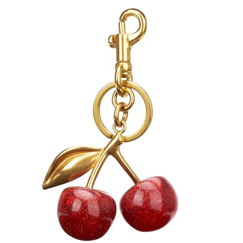 Luxurious 18K Gold Plated Cherry Bag Charm, Cherry Keychain Accessory Purse Charm | Amazon (US)