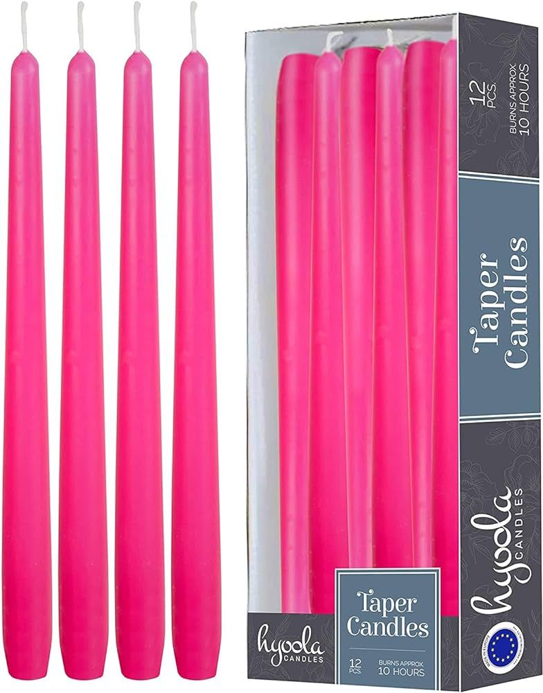 12 Pack Tall Taper Candles - 10 Inch Hot Pink - Fuchsia Dripless, Unscented Dinner Candle - Paraf... | Amazon (US)