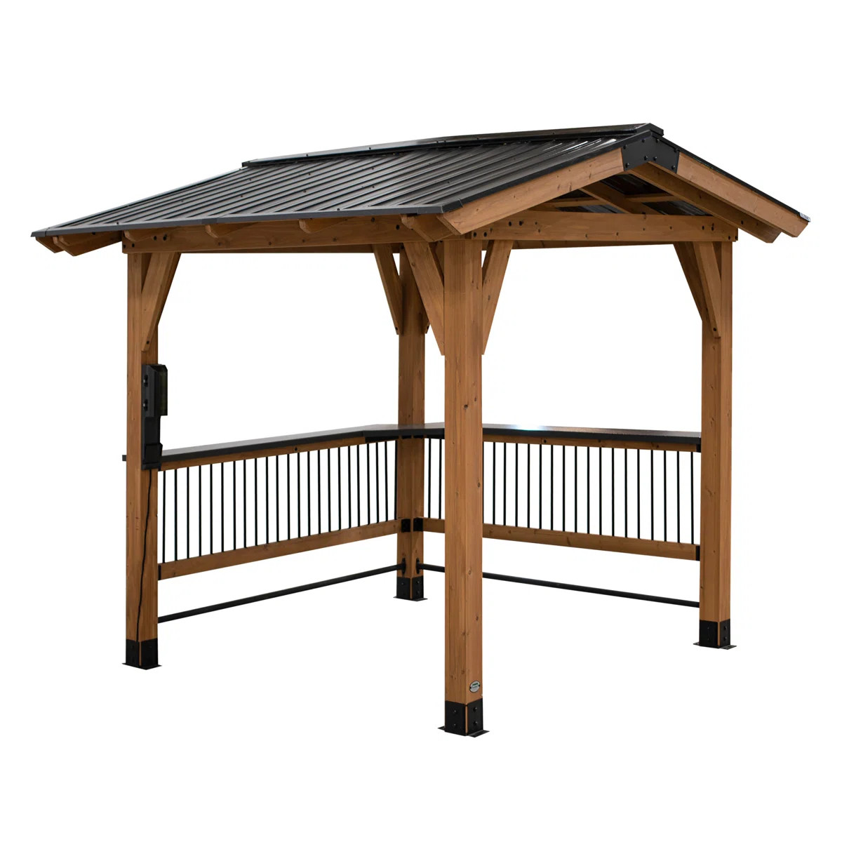 Backyard Discovery Granada 10' x 9' Cedar Wood Outdoor BBQ Grill Gazebo with Hardtop Galvanized S... | Wayfair North America