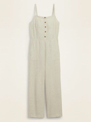 Linen-Blend Button-Front Cami Jumpsuit for Women | Old Navy (US)