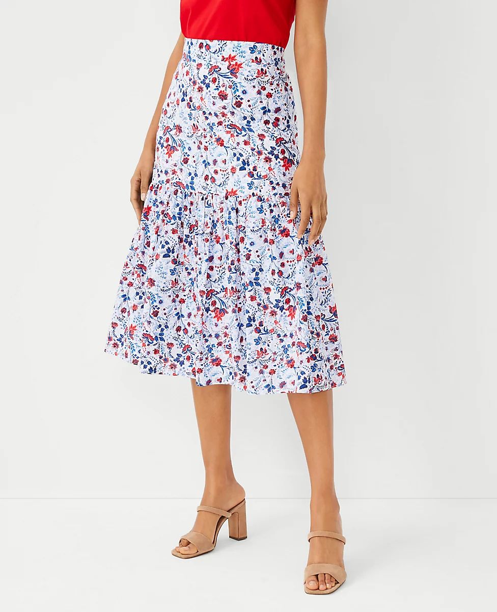 Floral Flounce Midi Skirt | Ann Taylor (US)