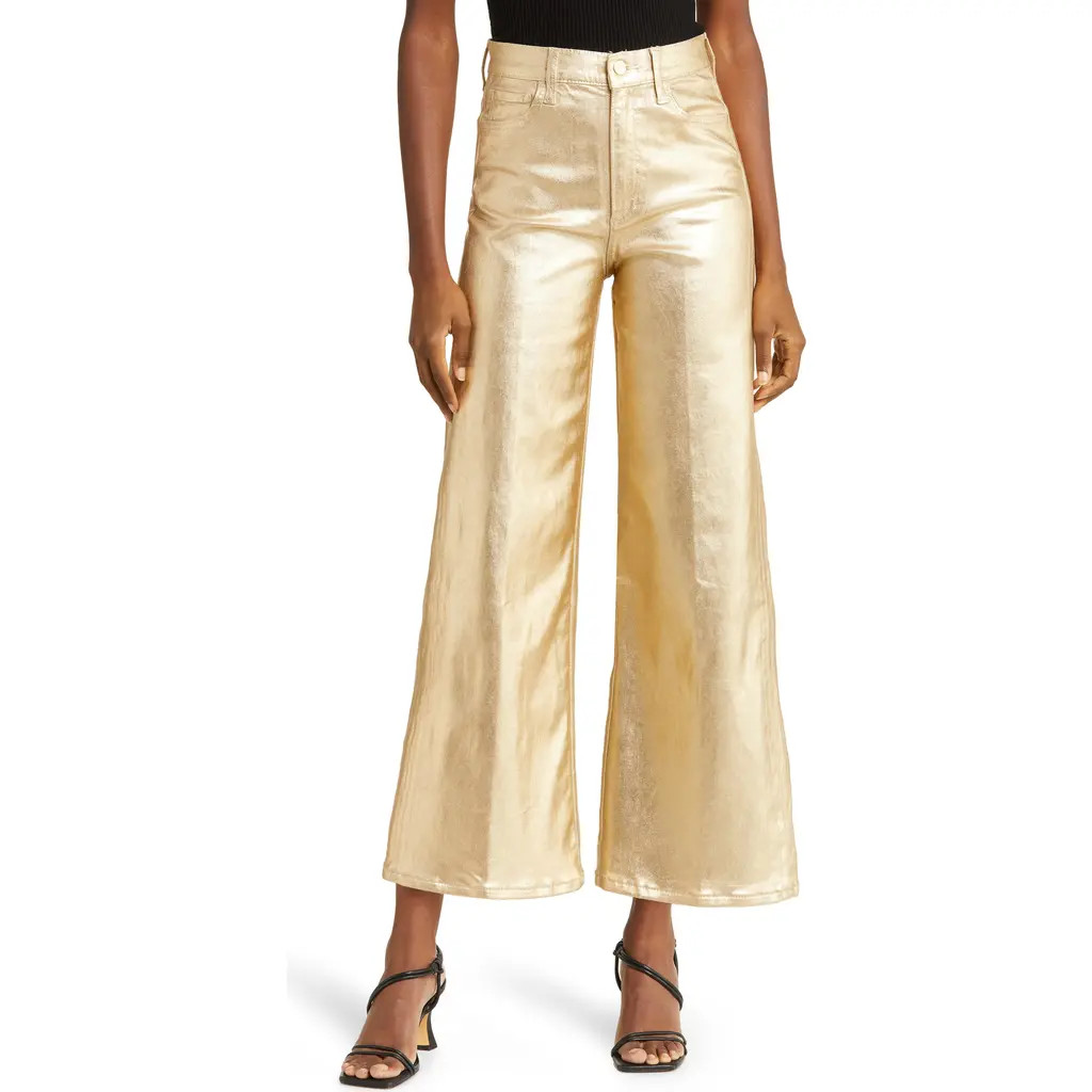 Joe's Mia Metallic High Waist Wide Leg Pants in Gold Foil at Nordstrom, Size 29 | Nordstrom