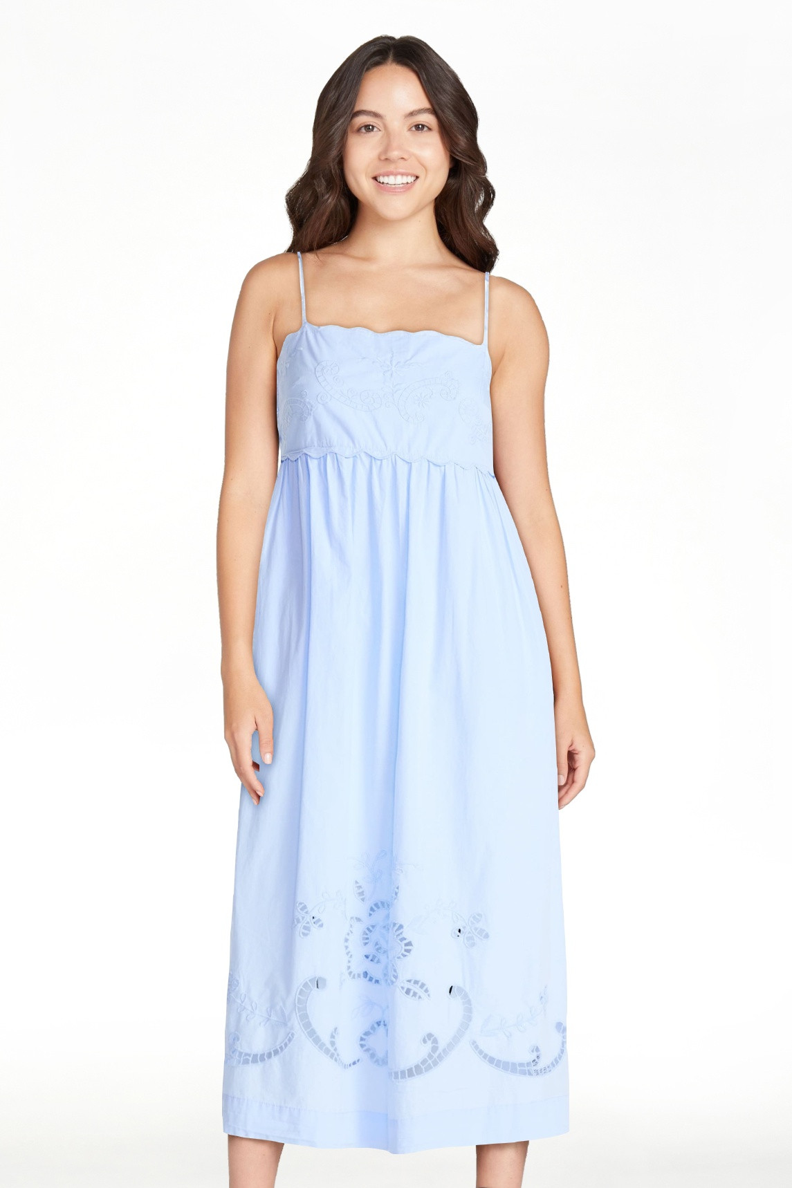 Free Assembly Women\u2019s Embroidered Cotton Midi Dress, Sizes XS-XXL | Walmart (US)