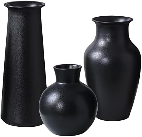 JDZMYF Matte Black Ceramic Vases for Home Decor Modern Bud Decorative Vase Set of 3 Piece Boho Sm... | Amazon (US)