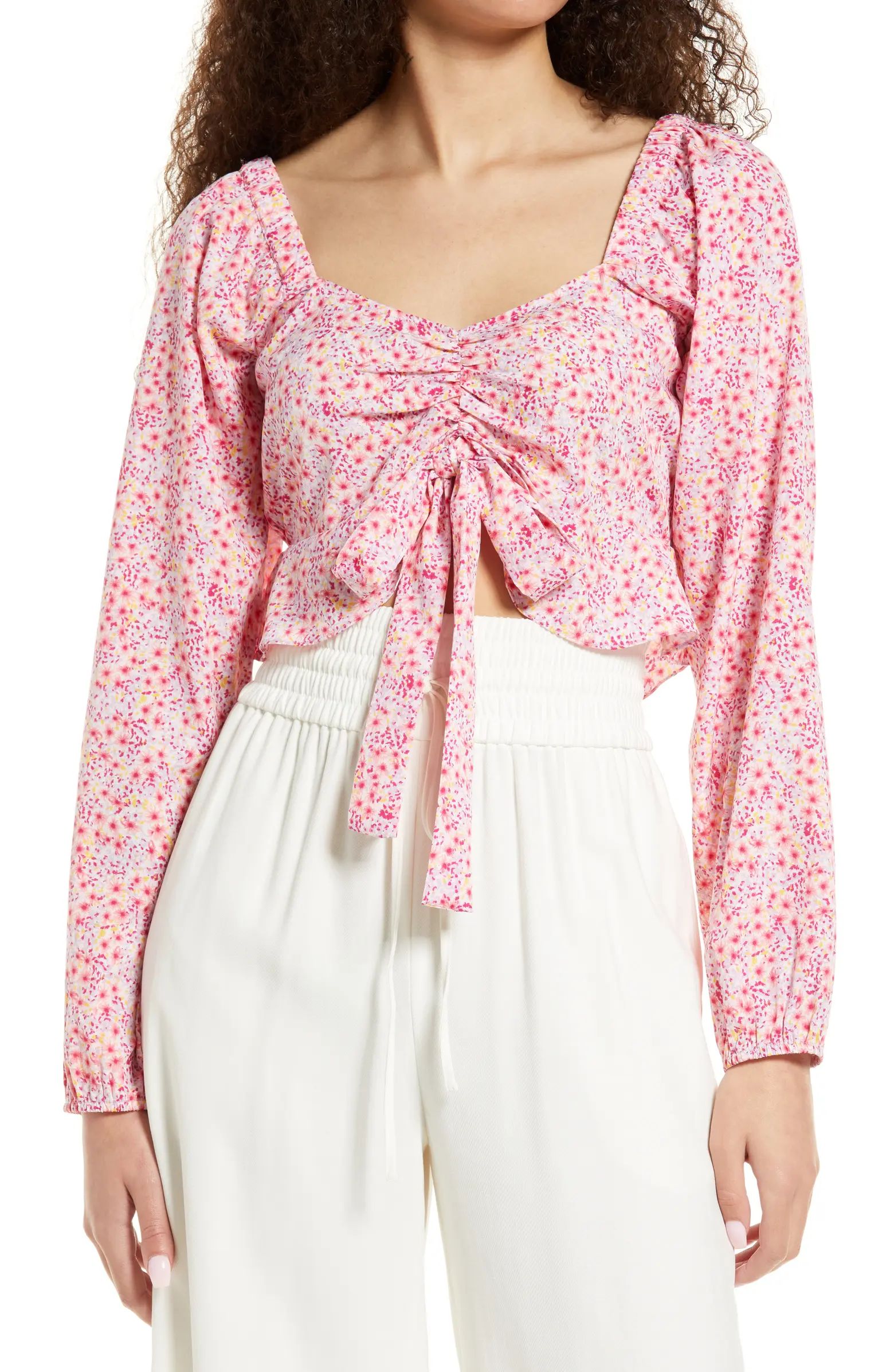 Henna Floral Tie Front Top | Nordstrom