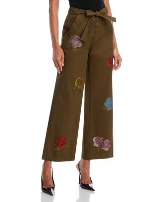 Cinq à Sept Heatset Roses Mylah High Rise Jeans in Dark Olive Multi | Bloomingdale's Women | Bloomingdale's (AU)