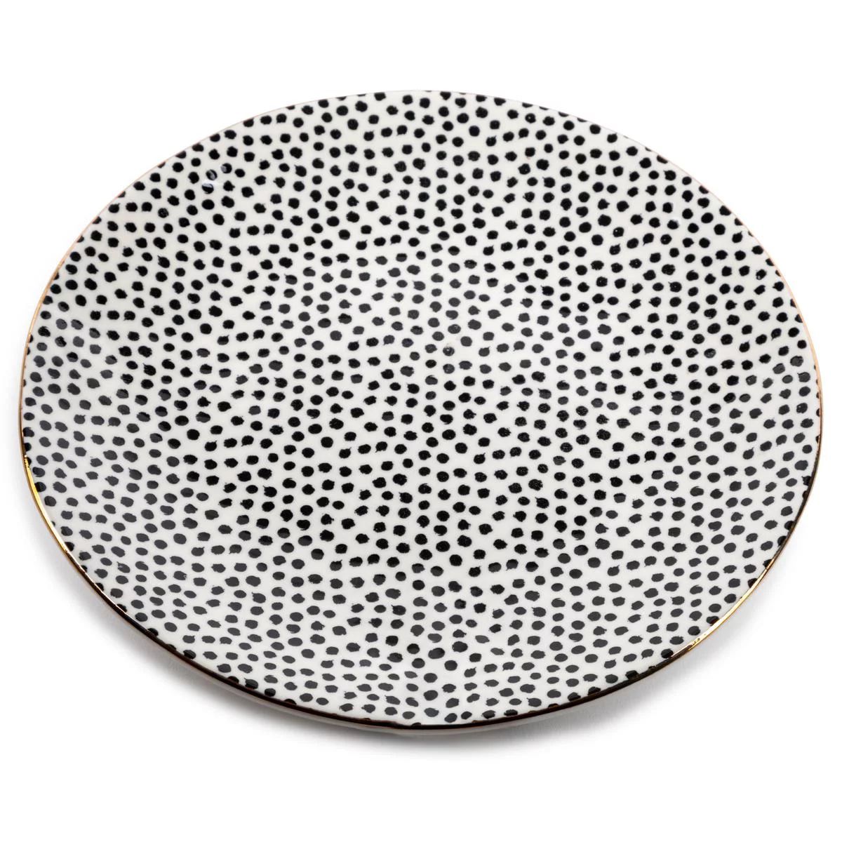Thyme & Table Dinnerware Black & White Dot Stoneware Round Salad Plate - Walmart.com | Walmart (US)