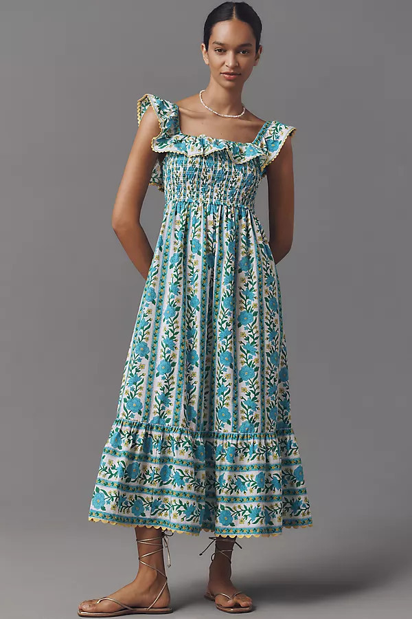 Carrie Sleeveless Ruffled Midi Dress | Anthropologie (US)