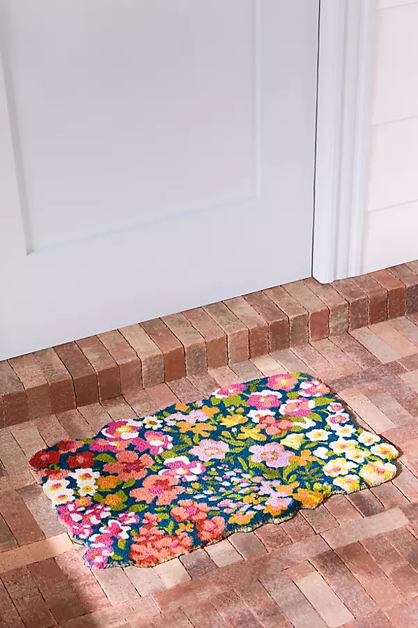 Cassia Printed Coir Floral-Shaped Doormat | Anthropologie (US)