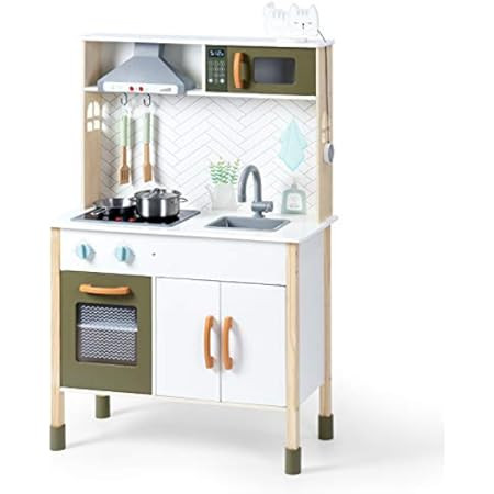 ROBUD Kids Kitchen Playset Wooden Play Kitchen Realistic Pretend Play Kitchen for Kids Girls Boys To | Amazon (US)