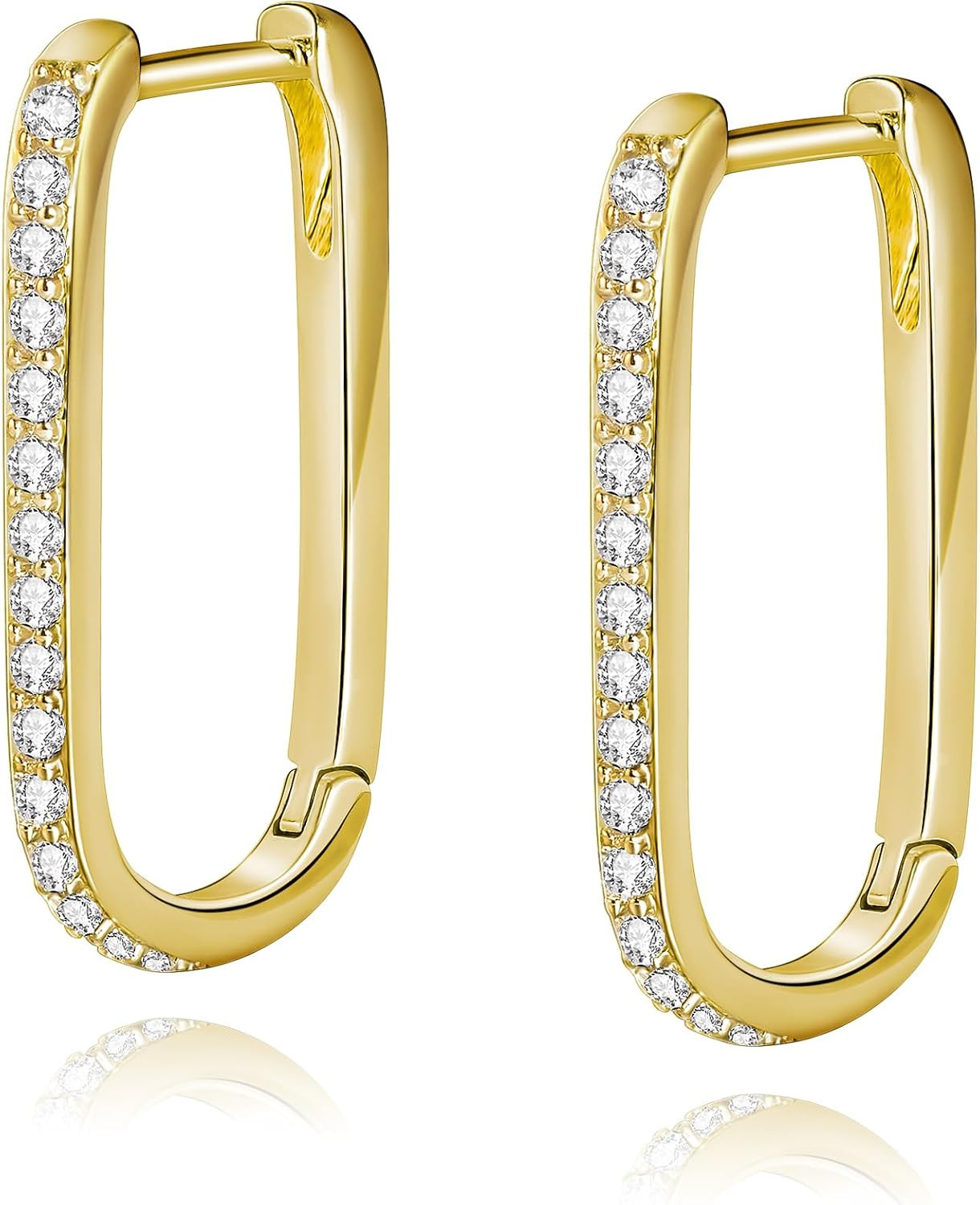 Me&Hz Gold Huggie Earrings Small Huggie Hoop Earrings for Women 14K Gold Plated Hypoallergenic Cubic Zirconia Huggies Mini Silver Hoop Earring for Women | Amazon (US)