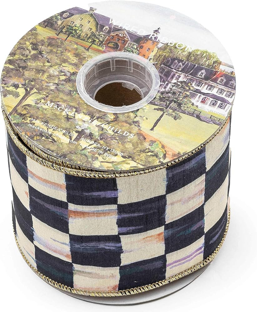 MACKENZIE-CHILDS Decorative Ribbon, Black-and-White Courtly Check | Amazon (US)
