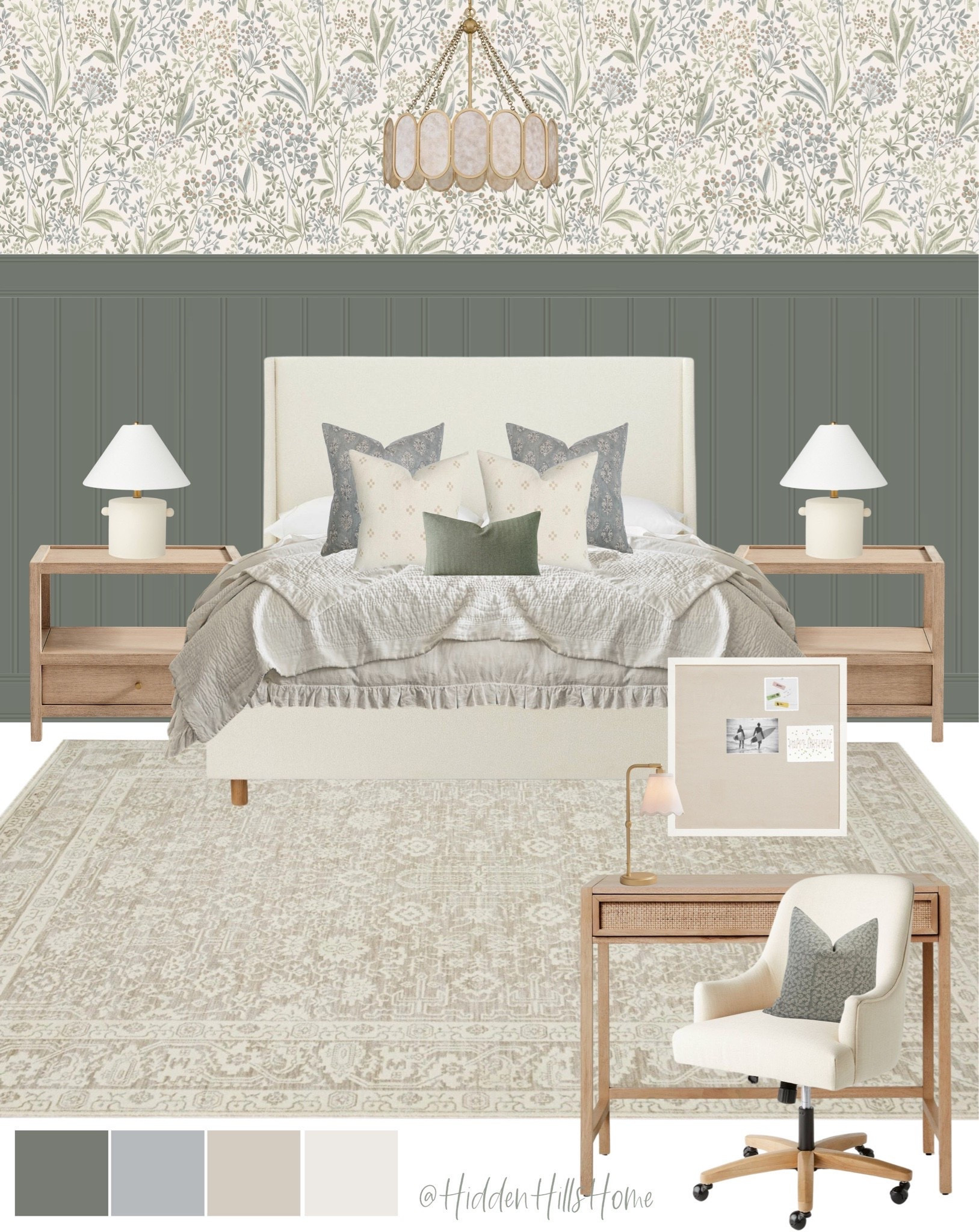 Teen girls bedroom decor mood board, girls room design, girls bedroom inspiration, cute girls room #girlsbedroom
Wall color is SW Retreat

#LTKHome #LTKSaleAlert #LTKKids