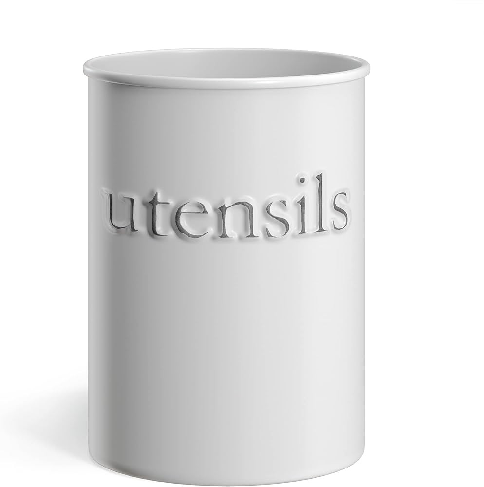 Barnyard Designs Metal White Kitchen Utensil Holder for Countertop, Farmhouse Kitchen Utensil Hol... | Amazon (US)