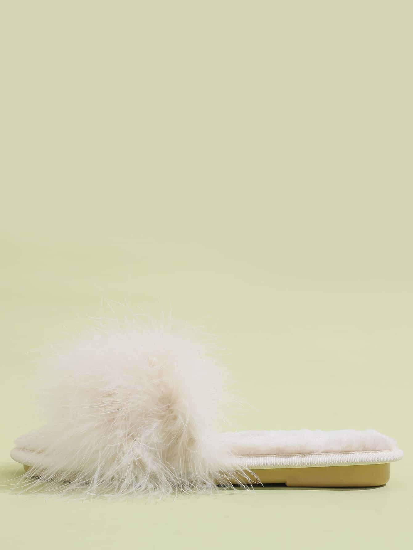 Fluffy Open Toe Slippers | SHEIN
