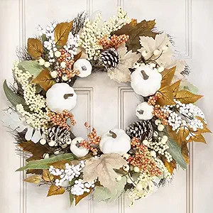 Fall Decor - Fall Wreaths for Front Door - 18 Inch Autumn Maples Leaf Pumpkin Pine Cone Berry Wre... | Amazon (US)