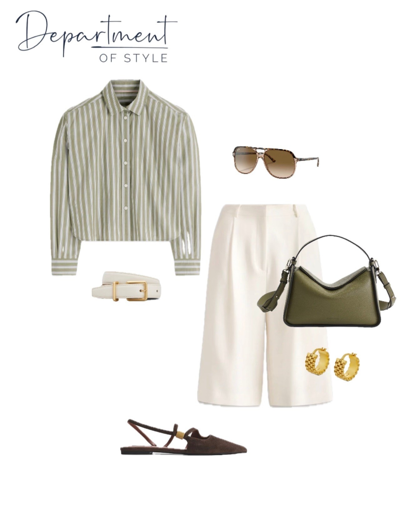 Add a striped cropped shirt to Bermuda shorts for a fun spring outfit. 😎🌿