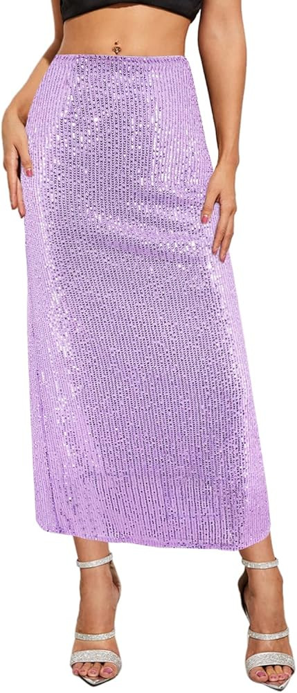 TYNORA Women's Shiny Sequin High Waisted Maxi Skirts Bodycon Long Mermaid Skirt Formal Skirts Dan... | Amazon (US)