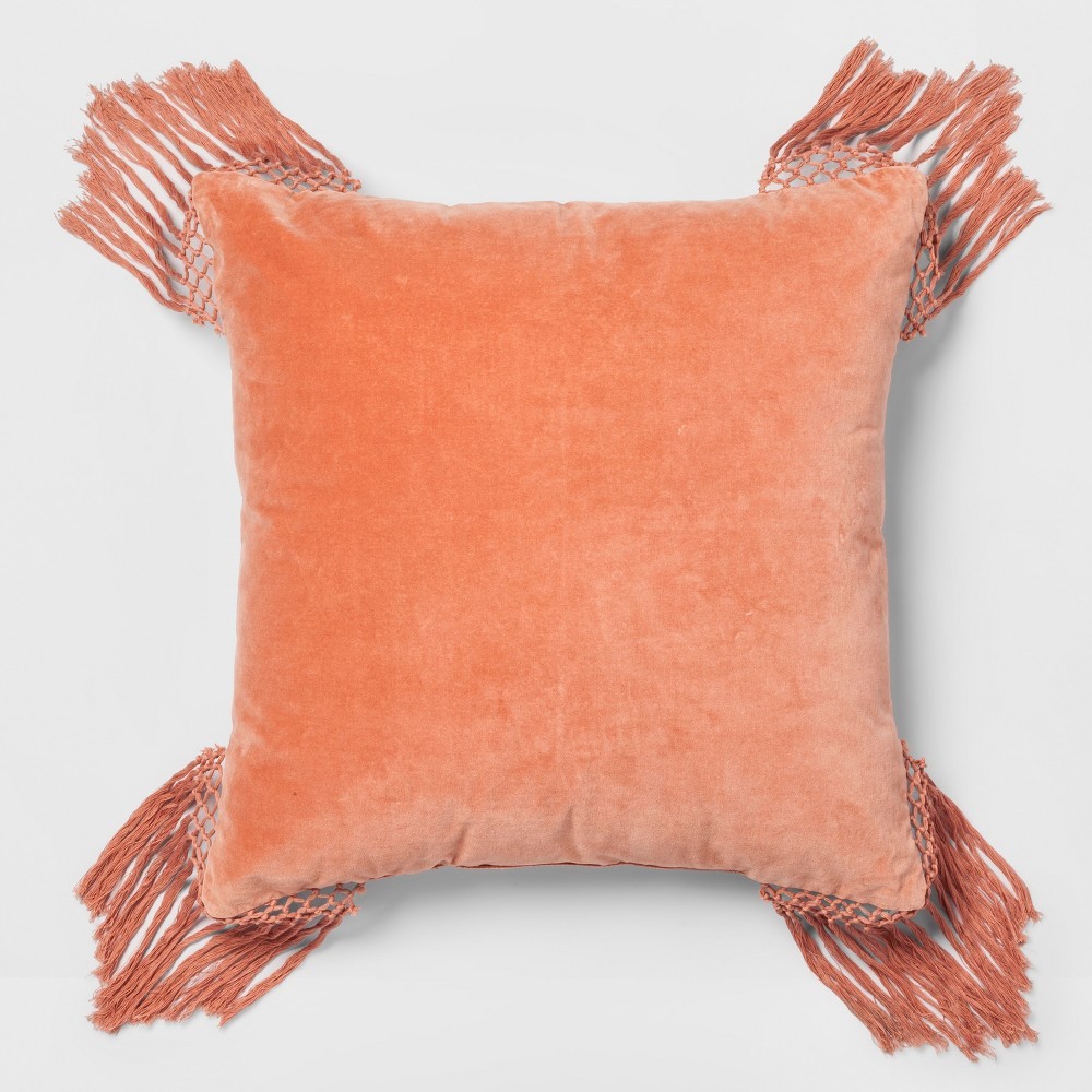 Coral Velvet Fringe Euro Pillow - Opalhouse | Target
