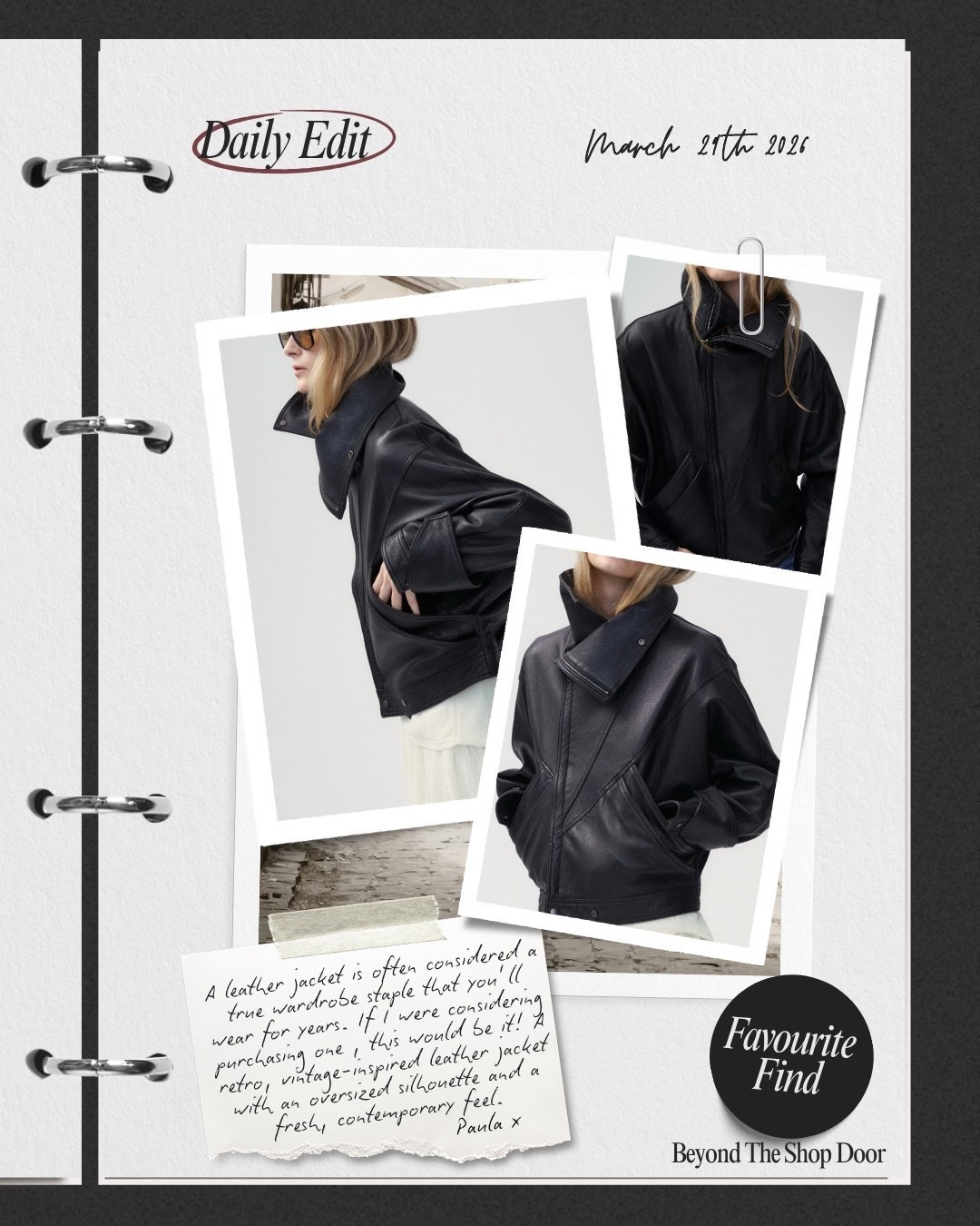 Favourite Find - Vintage Leather Jacket

A leather jacket is often considered a true wardrobe staple that you’ll wear for years. 

If I were considering purchasing one, this would be it! A retro, vintage-inspired leather jacket with an oversized silhouette and a fresh, contemporary feel.

The Brand : Front Row Shop is a London-founded womenswear label known for its refined, minimalist aesthetic and modern, wearable pieces.

#LTKOver40 #LTKootd