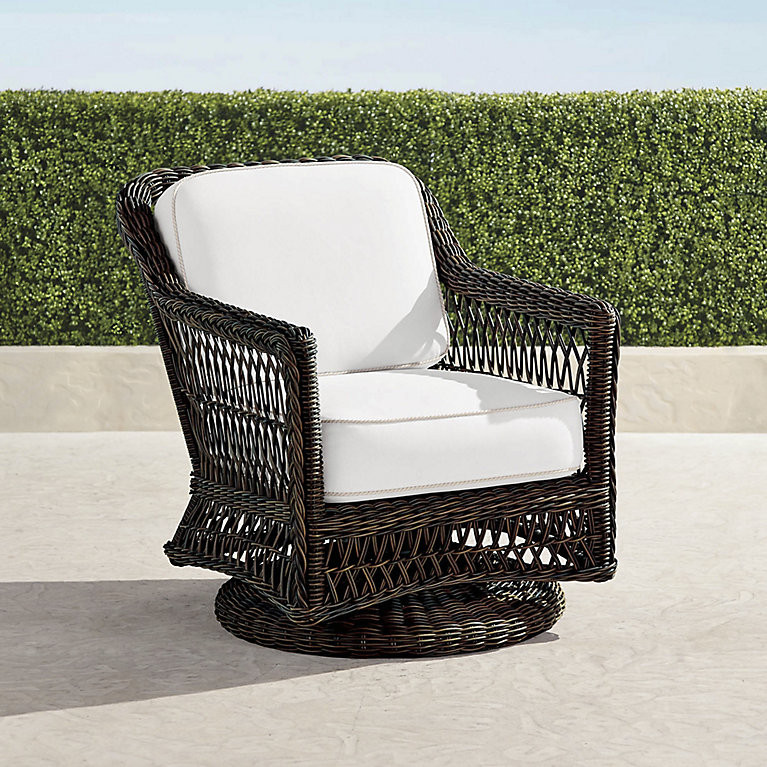 Hampton Swivel Lounge Chair in Black Walnut Wicker | Frontgate