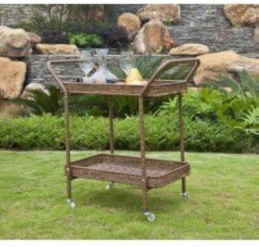 Jeco Outdoor Resin Wicker Serving Cart | Amazon (US)