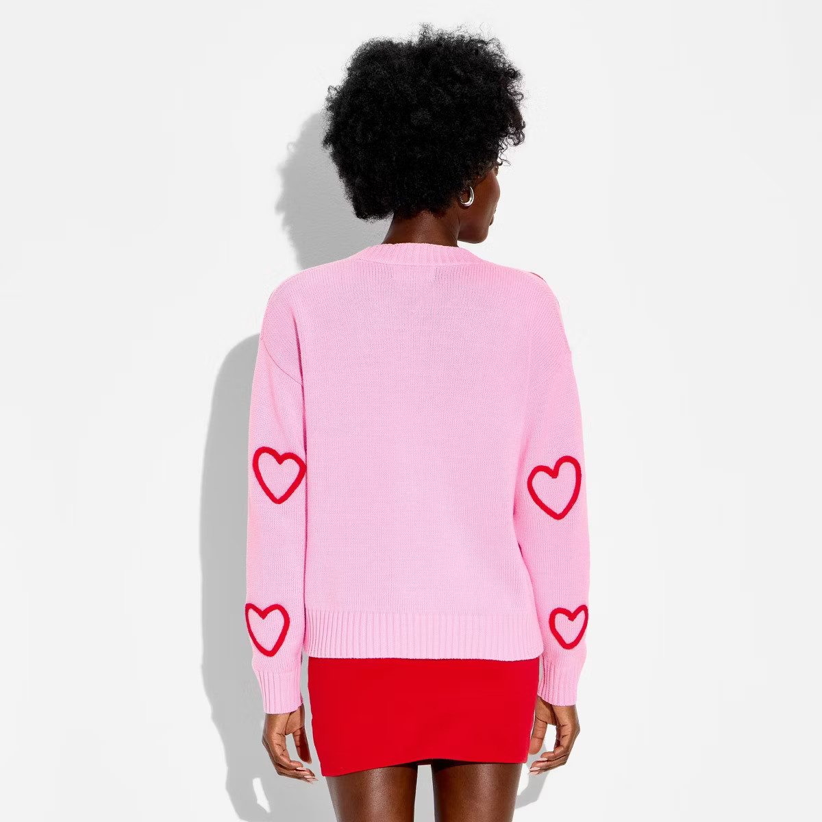 Women's Hearts Graphic Cardigan Sweater - Light Pink | Target