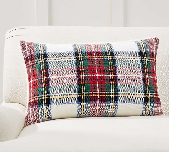 Stewart Plaid Sherpa Back Lumbar Pillow Cover | Pottery Barn (US)