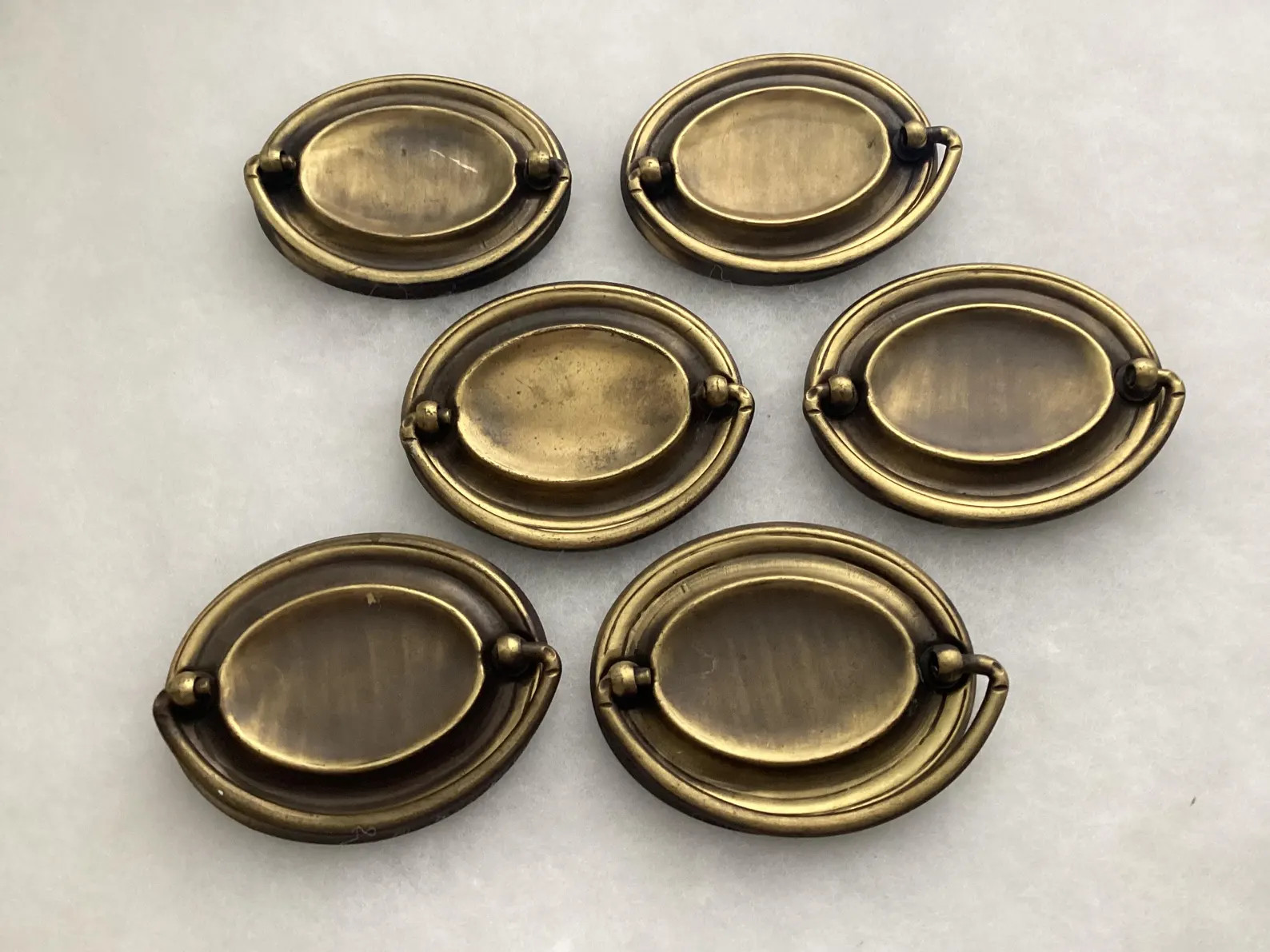 Oval Drawer Bail Pulls 2.5 inch CtC Vintage Antique Brass Hardware Set of 6 | Etsy (Global)
