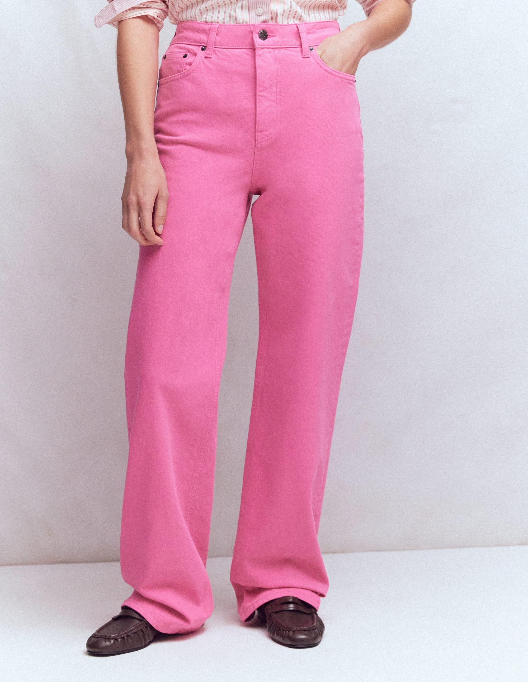 High Rise Column Leg Jeans-Bright Pink | Boden (US)