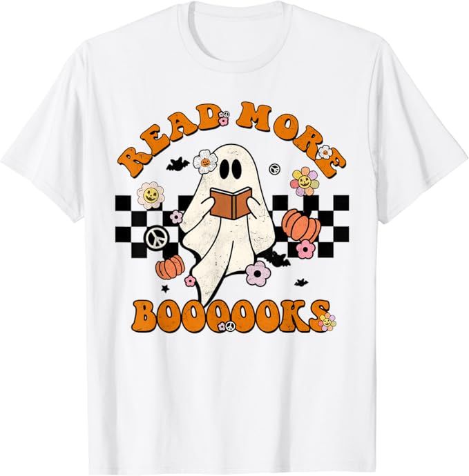 Groovy Halloween Read More Books Cute Boo Read A Book T-Shirt | Amazon (US)